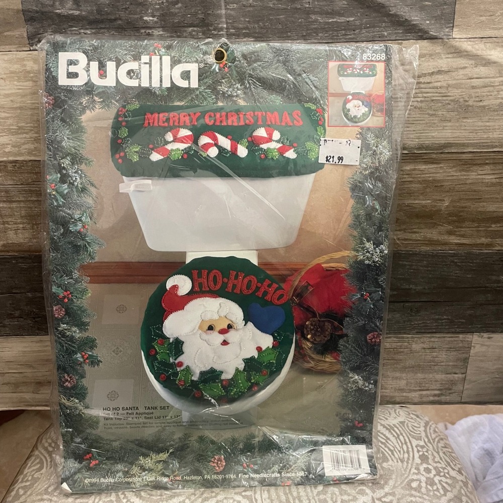 Bucilla Ho Ho Santa Tank Set Vintage 1994 Felt Applique Kit 8326 Christmas Decor
